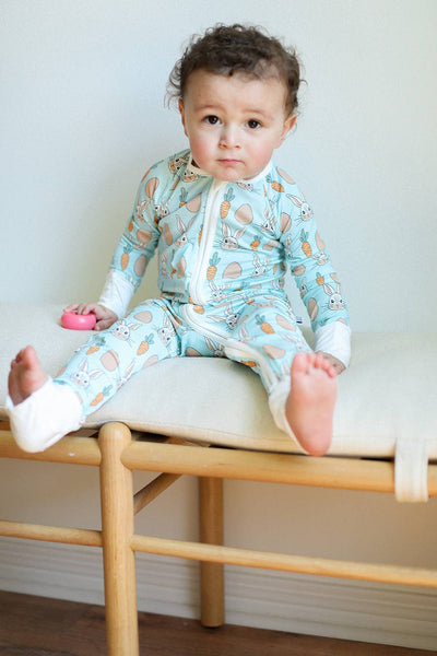 Blue Bunny Double Zipper Bamboo Sleeper: 3-6 Months up to 9-12 months