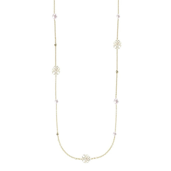 Adorned Pearl Logo Station Necklace