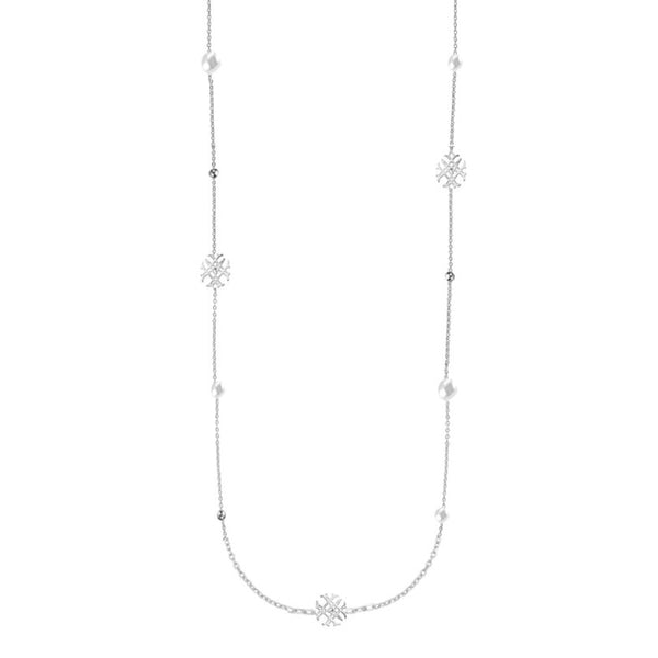 Adorned Pearl Logo Station Necklace