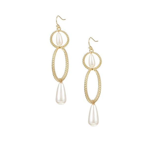 Sea Breeze 3n1 Pearl Drop Earring, Gold