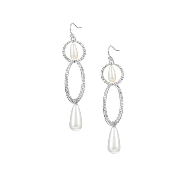 Sea Breeze 3n1 Pearl Drop Earring, Silver