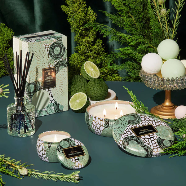 White Cypress, 3-Wick Tin