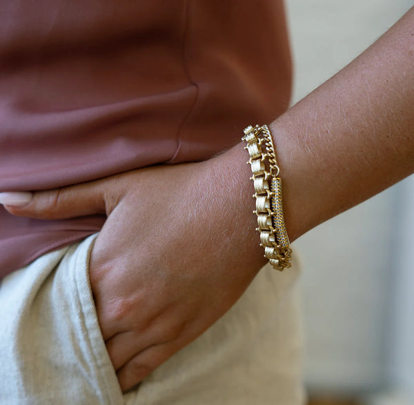 Gold Pave Tube Bracelet