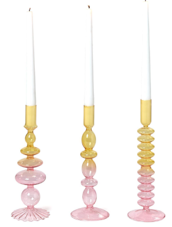 Gradient Color Hand-Blown Glass Tapered Candleholder