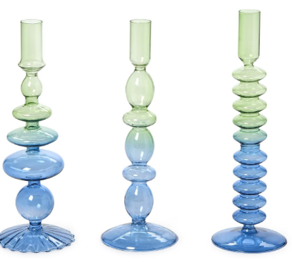 Gradient Color Hand-Blown Glass Tapered Candleholder