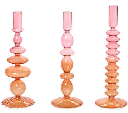 Gradient Color Hand-Blown Glass Tapered Candleholder