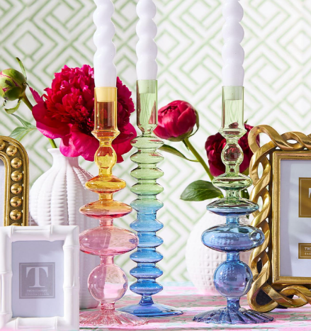 Gradient Color Hand-Blown Glass Tapered Candleholder
