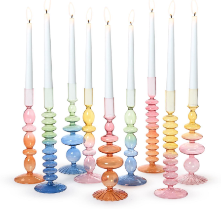 Gradient Color Hand-Blown Glass Tapered Candleholder