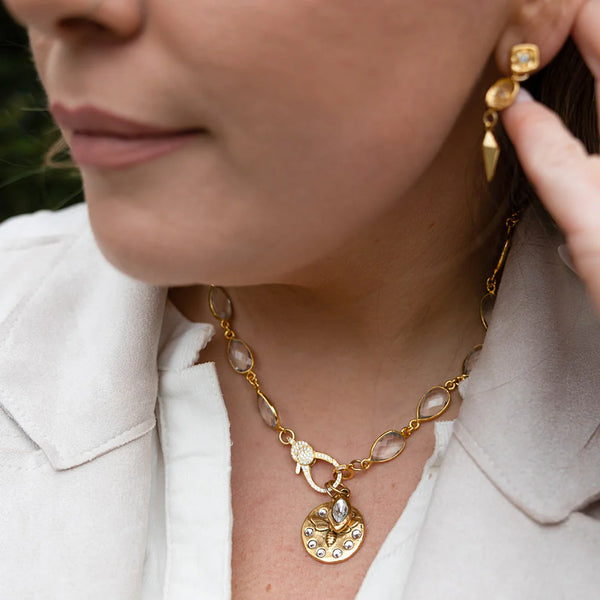 Gold Crystal Bee Necklace