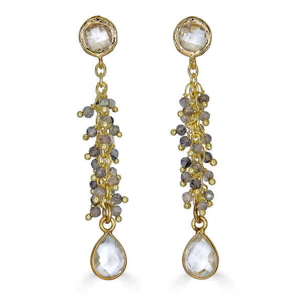 Labradorite Drizzle & Quartz Earrings