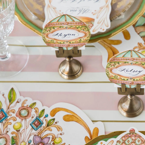 Pink & Gold Awning Stripe Table Runner