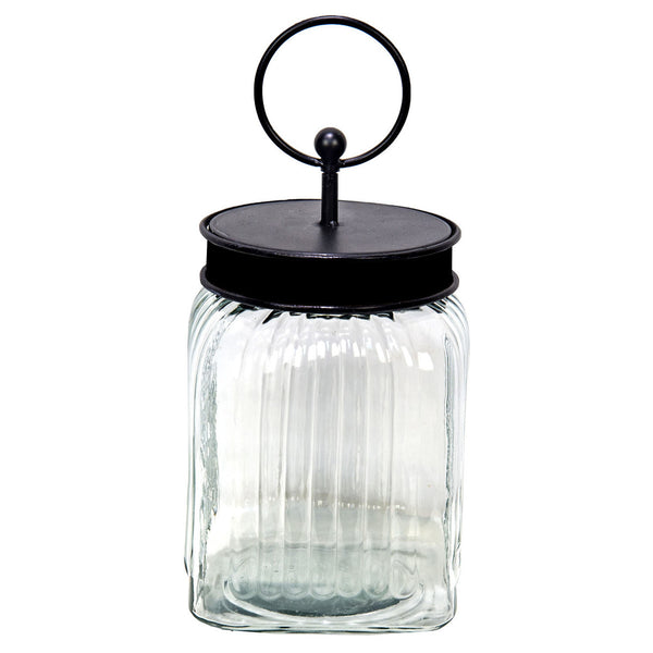 Black Ridged Glass Jars