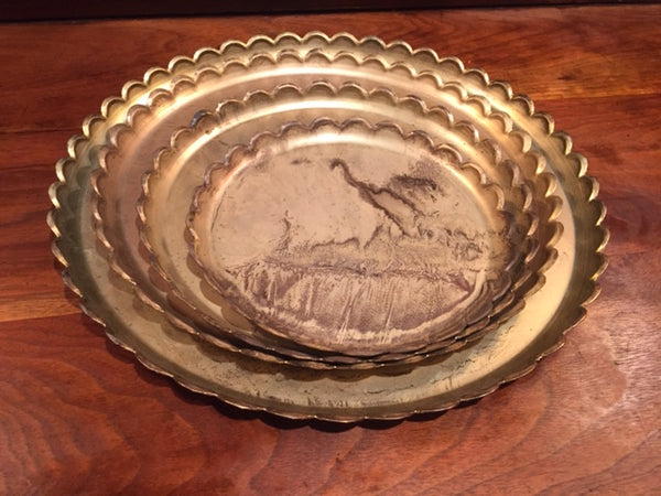 Antique Brass Round Trays Asst.